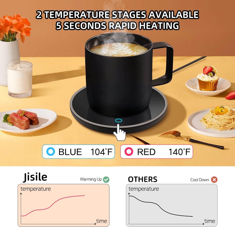 Jisile Coffee Mug Warmer, Smart Coffee Warmer Candle Warmer with Auto Shut Off for Office Desk, Cup Warmer with 2 Temperature, Electric Beverage Drink Warmer for Heating Coffee, Milk, Tea and Hot Chocolate - Image 2
